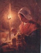 Jean Francois Millet Woman Sewing by Lamplight USA oil painting artist